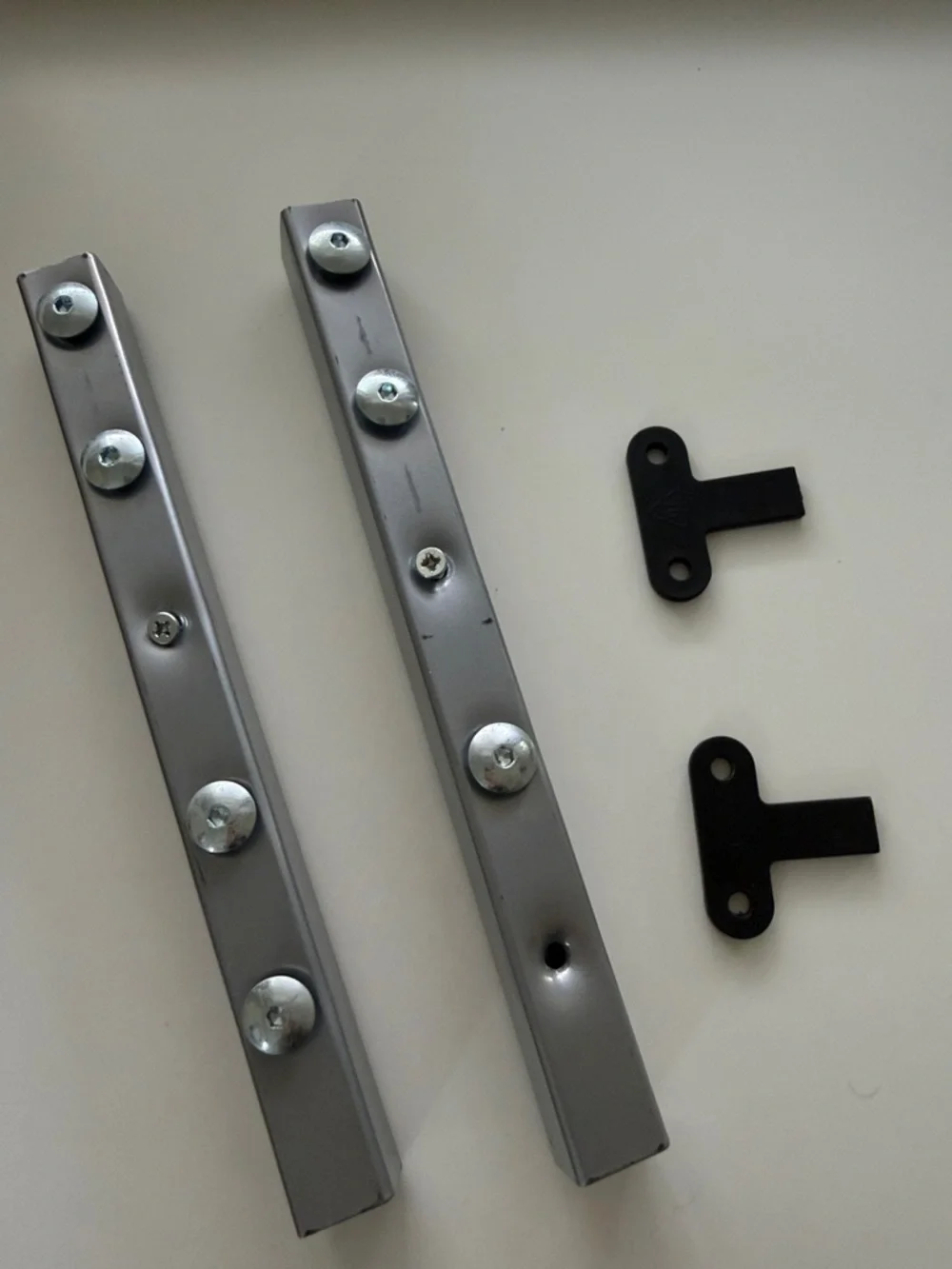 Silver Metal Ikea Galant Desk connector package. Short rails